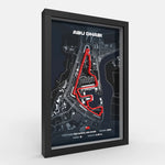 Side angle Yas Marina track artwork showing depth and precision