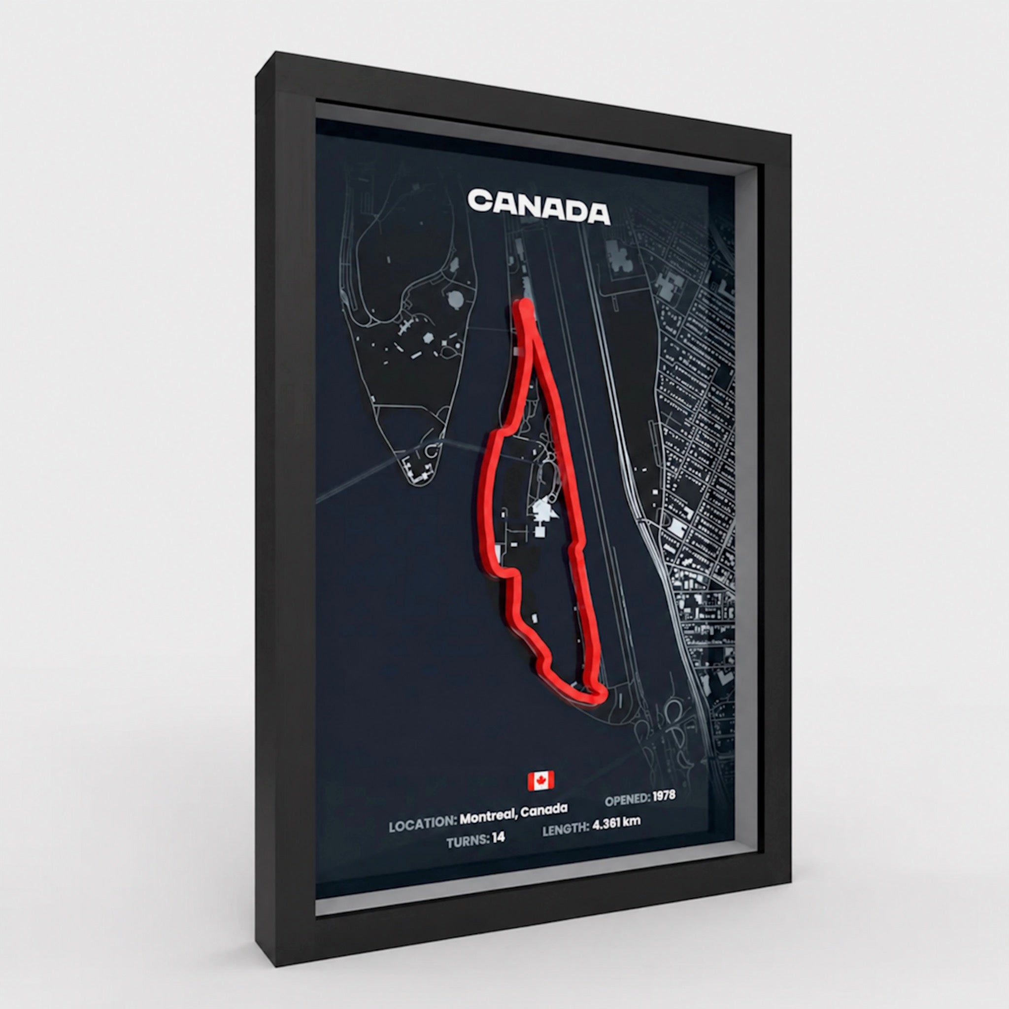 Side view of Montreal track artwork showing depth and layering