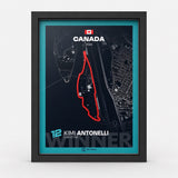 Canadian Grand Prix Circuit Gilles Villeneuve framed track art front view - 2026 winner
