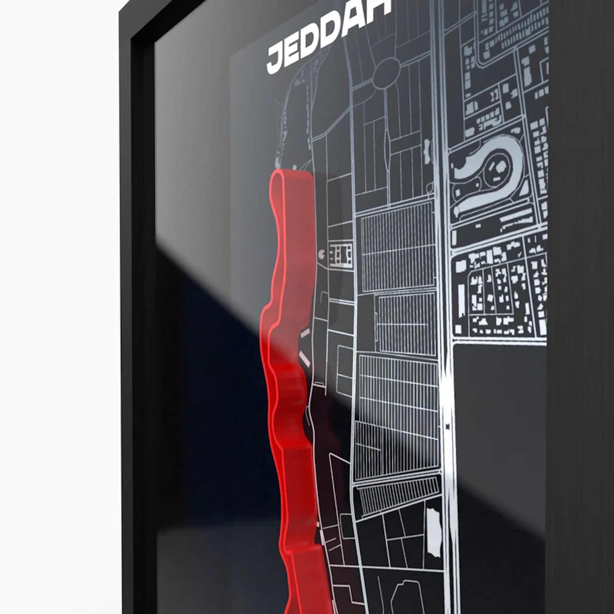 Close-up of Jeddah Corniche Circuit 3D printed track with fine layered precision