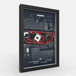 Side angle of Miami track artwork showing 3D contour and layering
