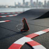 Autódromo Hermanos Rodríguez F1 track keychain in black and red 3D-printed design